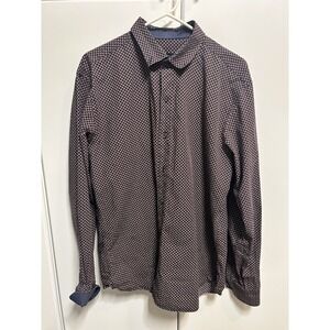 Bugatchi James Bird Print Super Fine Cotton Shirt - Shaped Fit (Size Large)